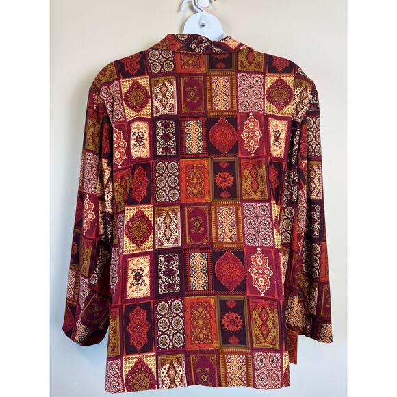 VTG Russell Kemp 90s Boho Tapestry Print Blouse 5X Art-to-Wear Eclectic Tunic - Picture 10 of 13